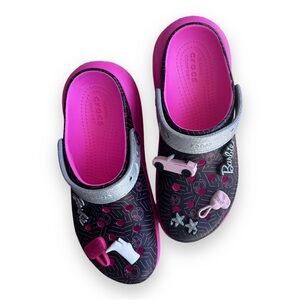 Size 10 Pink and Black Barbie x Croc Platforms